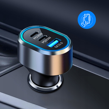 Autoladegerät-Splitter 100 W stark 6xUSB für Telefon Laptop Tablet mit 6 Anschlüssen C79ACC USB-C Schwarz