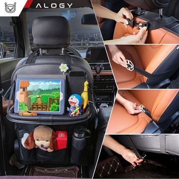 2x Auto Organizer Auto Reisetisch Autositzschutz Rücksitzlehne Sitz Alogy Schwarz