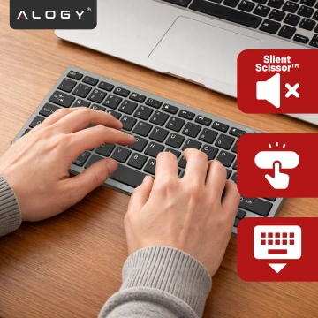Zestaw bezprzewodowy klawiatura + mysz – Bluetooth i USB 2.4 GHz, cicha praca, smukły i ergonomiczny design, Plug & Play, do biura i Home Office – Alogy KeyMouse™