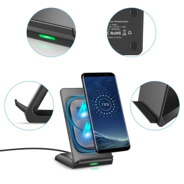 Choetech Set aus 2 x Qi Wireless Charger Stand Stand 10W schwarz (T524-S) USB - Micro USB Kabel 1,2m (MIX00093)
