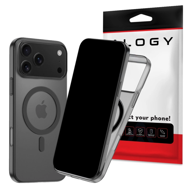 Etui do Apple iPhone 17 Pro Max – matowa obudowa do MagSafe z ochroną obiektywu, smukłe i odporne na zarysowania, idealne dopasowanie – Alogy Skinny MatteCase™ Czarne +2x Szkło hartowane