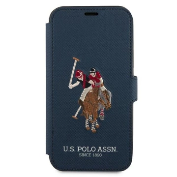 iPhone 12 Pro Max 6,7 Zoll Buch-Handyhülle aus der US Polo-Stickerei-Kollektion Marineblau/Marineblau