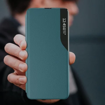 Eco Leather View Case elegante Hülle mit Flipcover und Standfunktion für Samsung Galaxy M33 5G schwarz