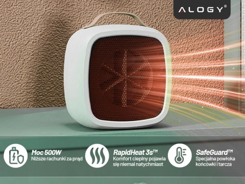 Elektroheizung Farelka Heizlüfter Mini 500W Heizung Schreibtischheizung für Alogy weiß