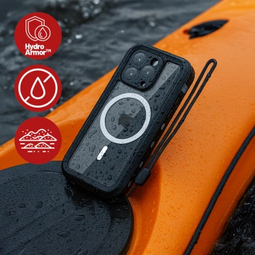 Hülle für iPhone 15 wasserdicht Mag Safe Case gepanzertes wasserdichtes Gehäuse schwarz und grau