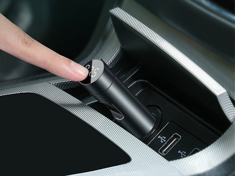 Ladegerät Baseus Bluetooth 5.0 FM-Sender 2x USB QC 3.0 18W Grau