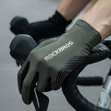 Rękawiczki Rowerowe Rockbros 3-Sezonowe M Zielone Dotykowe