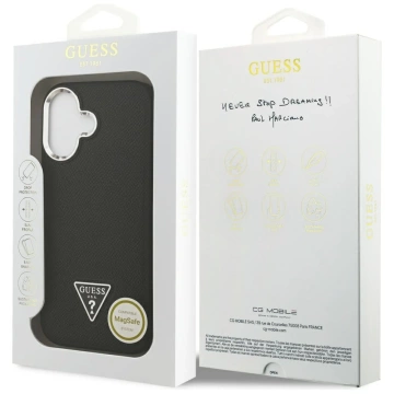Etui Guess Grained Triangle Logo MagSafe do iPhone 17 Czarny