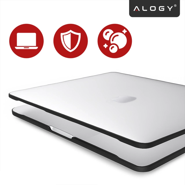 Etui ochronne do Apple Macbook Air 15 M2 2023 / M3 2024 (A2941, A3114) Alogy MatteGuard™ obudowa Matowa Przezroczysta Biel z czarną ramką