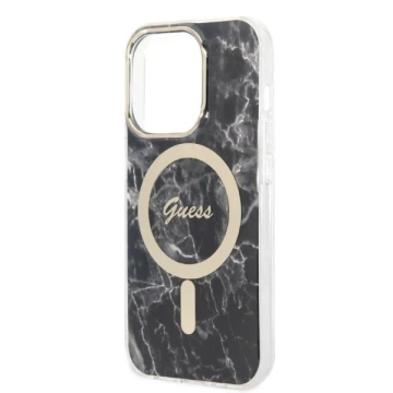 Zestaw Guess GUBPP14XHMEACSK Hülle Ladegerät iPhone 14 Pro Max 6,7" czarny/schwarz Hartschale MagSafe Marble