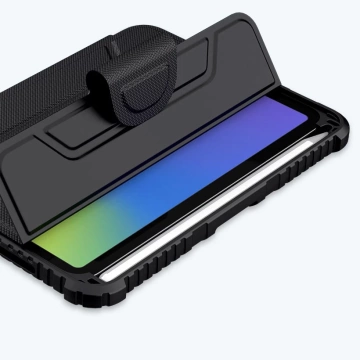 Nillkin Bumper Leather Case Pro gepanzertes Smart Cover mit Kameraabdeckung und iPad mini 2021 Ständer schwarz