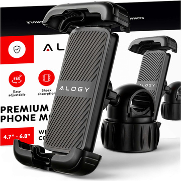 Fahrrad-Telefonhalter 4,7–6,8 Zoll für Telefon, Fahrradlenker für Fahrrad, Motorrad, verstellbar, Alogy Sport, Schwarz