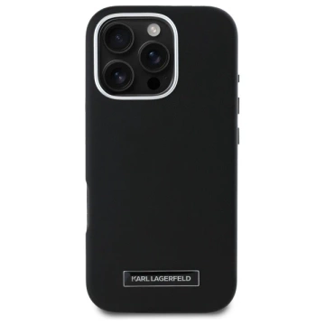 Karl Lagerfeld Hülle für iPhone 16 Pro 6,3" Schwarz MagSafe Hardcase FW Metallplatte