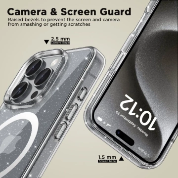 Etui do iPhone 16 Pro Max Flexair Hybrid MagSafe na telefon Glitter