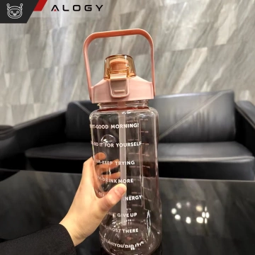 Große Flasche, Trinkflasche Alogy MotivHydro Motivational Messbecher 2l 2000ml Pink