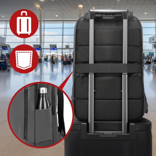 Plecak wodoodporny Bange 26L na laptopy do 15.6" – pojemny i wygodny, odporny i oddychający, miejski i podróżny do pracy i samolotu, unisex – Szary