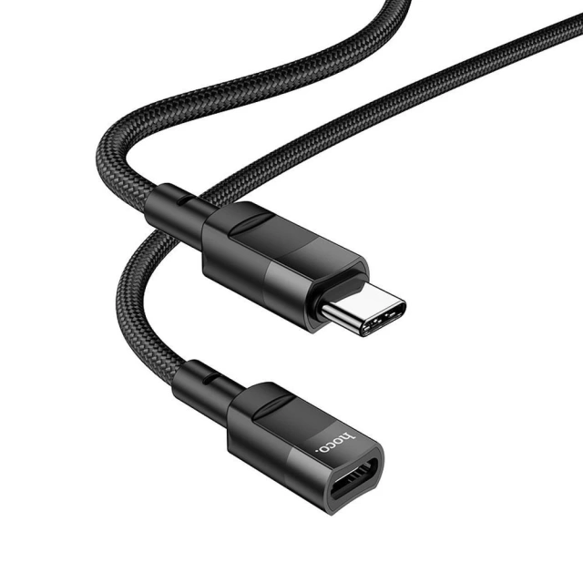 HOCO Adapter OTG Typ C (Męski) Do Typ C (Żeński) 3A U107 1,2 M Czarna