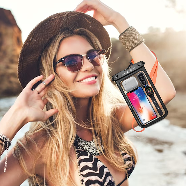 Etui wodoodporne duże Alogy Waterproof Case torba wodoszczelna uniwersalna IPX8 na telefon i dokumenty do 9 cali Czarne