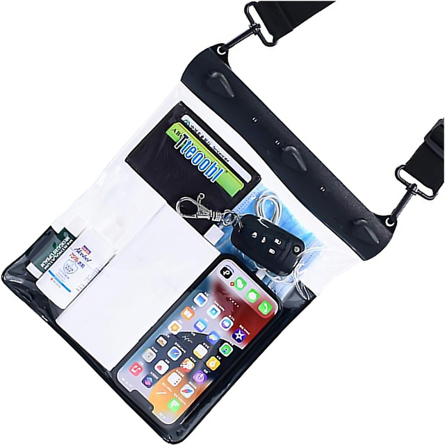 Etui wodoodporne na telefon 7.2" saszetka Case torba z pasek na ramię uniwersalne duże wodoszczelne 23x25cm Czarne