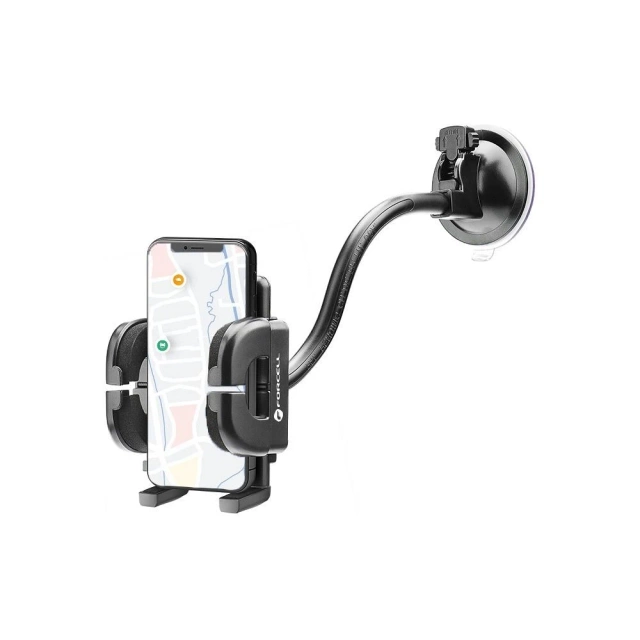 Uchwyt Samochodowy Forcell Regular 2w1 Kratka/Szyba Ramię 27 cm Czarny