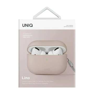 Schutzhülle für UNIQ-Ohrhörer Cover Lino AirPods Pro 2 Gen Silikon Pink/Blush Pink