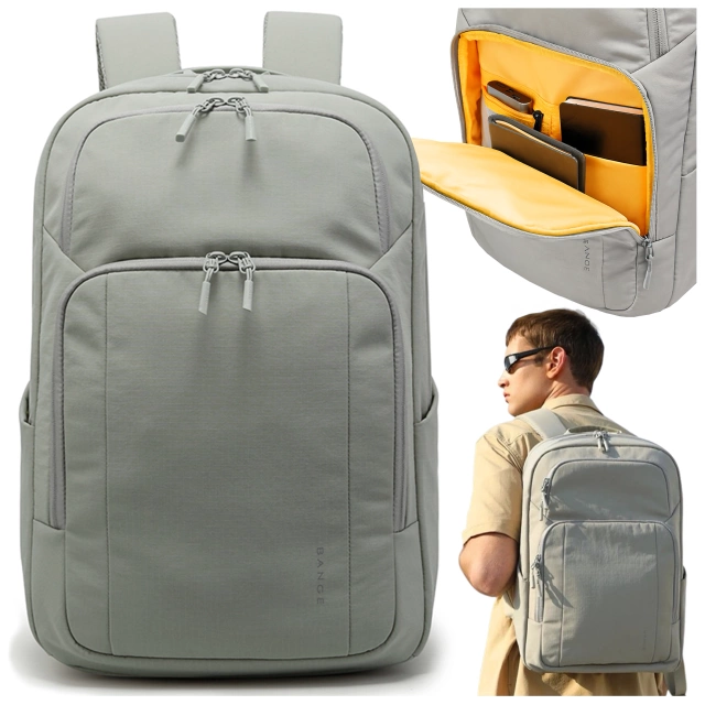 Plecak wodoodporny Bange 23L na laptopa 16.4" – pojemny i wygodny, odporny i oddychający, miejski i podróżny do pracy i samolotu, unisex – Szary