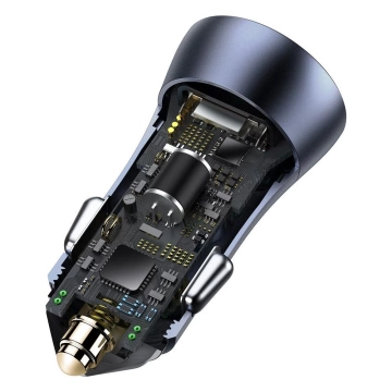 Baseus Golden Contactor Pro schnelles Autoladegerät 2x USB 40 W Quick Charge SCP FCP AFC USB Kabel - USB Typ C grau (TZCCJD-A0G)