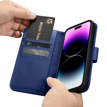 iCarerWallet Case 2in1 Handyhülle für iPhone 14 Pro Max Anti-RFID Flip Leather Cover