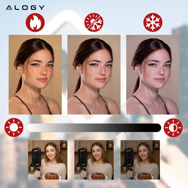 Kijek Selfie Stick Alogy GlowStick™ Pro Tripod Selfie z pilotem i lampą LED do zdjęć makijażu nagrywania filmików długi 132cm Czarny