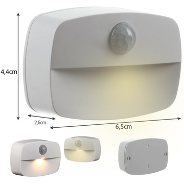 2x Nachtlampe Kabellose LED-Lampe mit Bewegungssensor, AAA-Batterie, geklebte Möbelbeleuchtung 3000K weiß