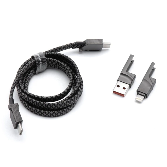 Kabel 4w1 Forcell USB-C USB-A Lightning 60W QC4.0 PD Laptop Nylon 1m