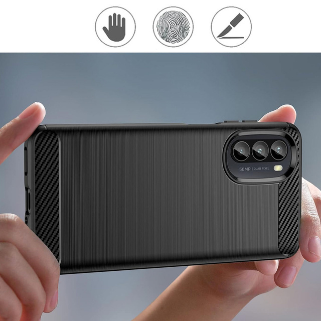 Etui do Motorola Moto G52 / G82 5G pancerne plecki obudowa na telefon case Carbon Silicone czarne