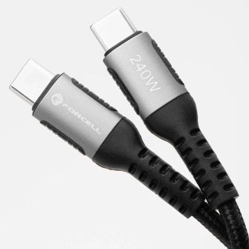 USB-C-auf-Lightning-Kabel 27 W 3 m Nylon PD Forcell Aluminium Schwarz