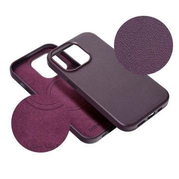 Leder Mag Cover Hülle kompatibel mit MagSafe für Apple iPhone 15 Plus dunkelviolett