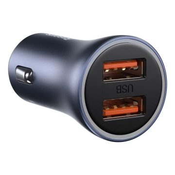 Baseus Golden Contactor Pro schnelles Autoladegerät 2x USB 40 W Quick Charge SCP FCP AFC USB Kabel - USB Typ C grau (TZCCJD-A0G)