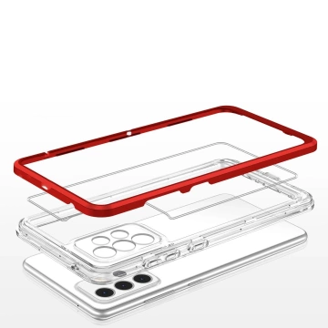 Klare 3in1 Hülle für Samsung Galaxy A13 5G Frame Gel Cover Rot