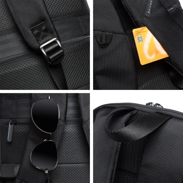 Bange wasserdichter Rucksack für 15,6-Zoll-Laptop, Stadtreisender, 45 x 30 x 16 cm, für Arbeit, Flugzeug, Herren, Damen, mit USB-Anschluss Schwarz