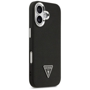 Etui Guess Grained Triangle Logo MagSafe do iPhone 17 Czarny
