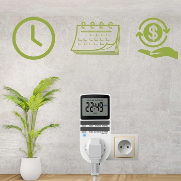 Ein-/Aus-Timer. LCD-Timer für EU-Steckdose, weiß