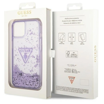 Etui Guess GUHCP14MLFCTPU für Apple iPhone 14 Plus 6,7" filial/lila Hardcase Liquid Glitter Palm Collection
