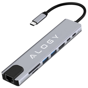8-in-1-Hub mit USB-C auf 2xA, 2xC, HDMI, SD, Micro-LAN 100 Mbit/s – Alogy MultiHub™ für Notebooks und Laptops