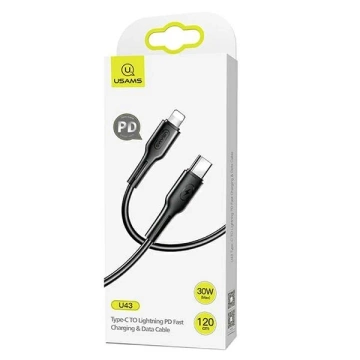 USAMS Kabel U43 USB-C zu Lightning 30W PD 1,2m schwarz