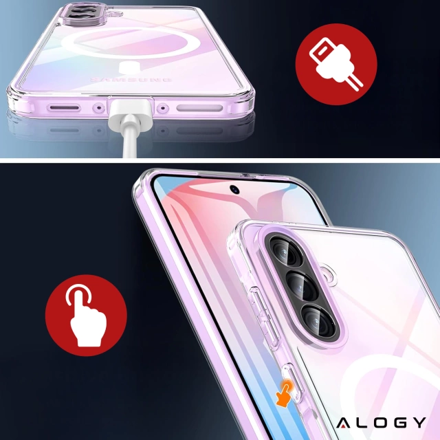 Etui do Samsung Galaxy A56 / A36 5G obudowa ochronna na telefon Alogy HybridMag™️ Case do MagSafe Przezroczyste + Szkło hartowane