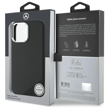 Mercedes für iPhone 16 Pro Max 6,9" Hardcase Silikon Tonal Logo Holzmuster MagSafe Schwarz