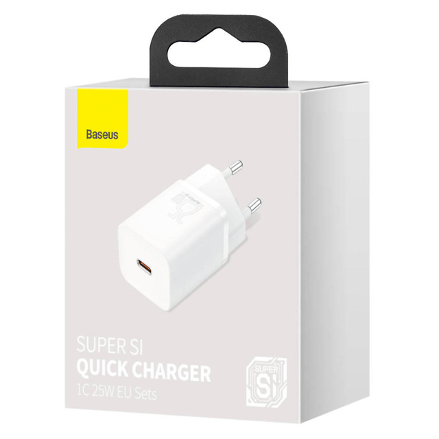 Ładowarka sieciowa zasilacz Baseus Super Si USB-C Type C PD 25W Biała