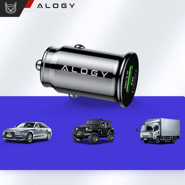 Autoladegerät 38 W USB QC 3.0 18 W USB-C C PD 20 W schnell und stark für Alogy Autotelefon schwarz USB-C-Kabel 1 m