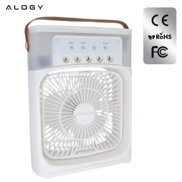 Alogy DeskBreeze™ 3-in-1 Tischventilator-Klimaanlage, kleiner Bodenventilator mit Luftbefeuchter, Timer und LED-Hintergrundbeleuchtung, USB-C