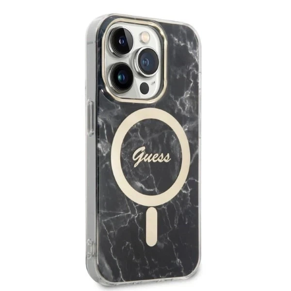 Zestaw Guess GUBPP14XHMEACSK Case+ Charger iPhone 14 Pro Max 6,7" czarny/black hard case MagSafe Marble