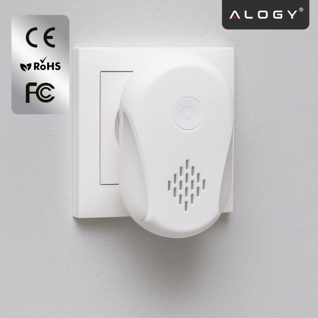 Odstraszacz Szkodników do 250 m² Ultradźwiękowy do Gniazdka, Przeciwko Owadom, Komarom, Muchom, Myszom, Karaluchom, Bez Chemii, Alogy DuoGuard™ – Biały