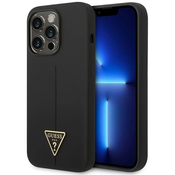 "Etui Guess GUHCP14XSLTGK iPhone 14 Pro Max 6,7\" Czarny/Black Hardcase Silicone Triangle"